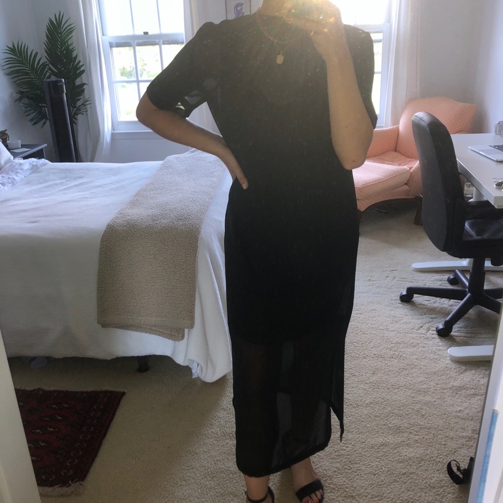 Zara Black Semi-sheer Sheath Dress